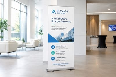 Roll-Up stendas verslo centro fojė