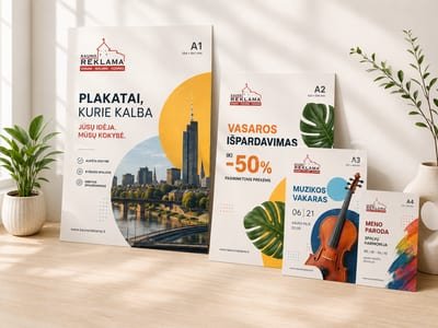Plakatai - A3, A2 ir A1 formatai. Nuo 1 vnt.