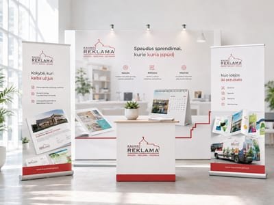 Roll-Up stendai - Ištraukiami stendai su spauda. Keturi dydžiai.